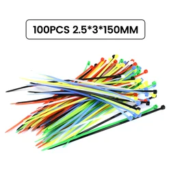 100Pcs 100mm 150mm 200mm Self-locking Nylon Cable Ties Plastic Wire Zip Binding Wrap Straps Organiser Fasten Cable Color Random