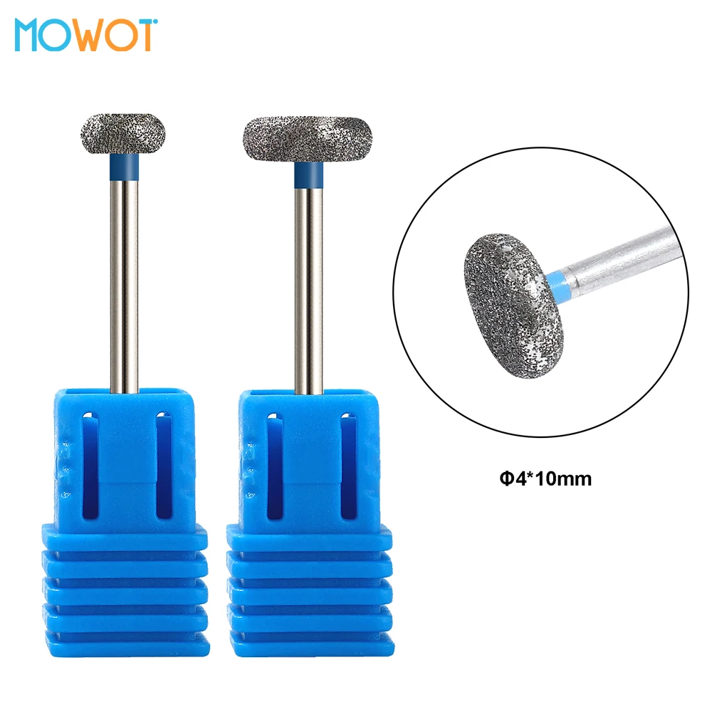 MOWOT 2pcs/lot Diamond Nail Drill Bits Cuticle Clean Burr Rotary Nail Files Milling Cutter Manicure Electric Nail Accessory Tool