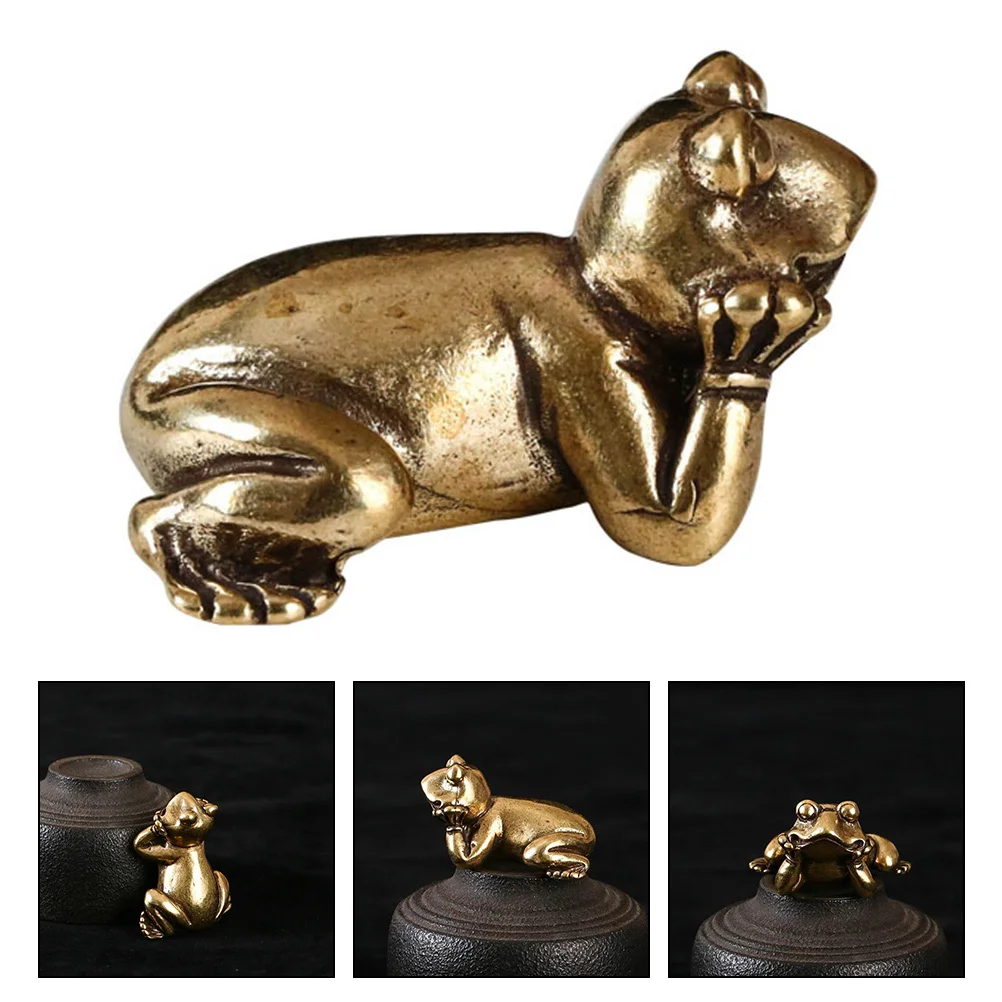 

1pcs Copper Frog Decor Brass Desktop Ornament Frog Home Office Living Room Tea Room Decoration Brass Craft