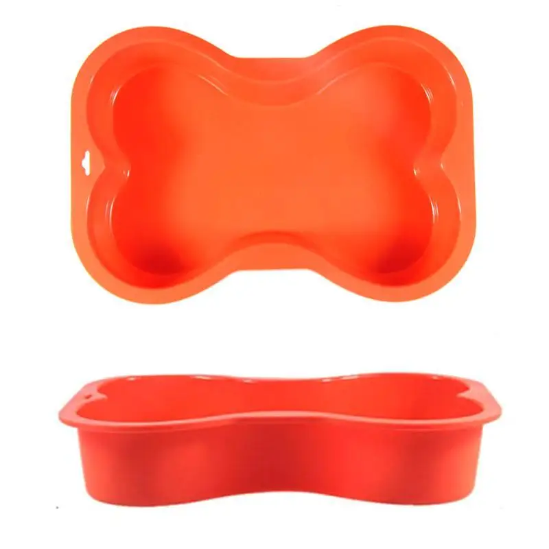 1pc stampo in Silicone antiaderente a forma di osso di cane tortiera per cucciolo di cane compleanno colore rosso strumento di cottura fai da te strumenti di decorazione