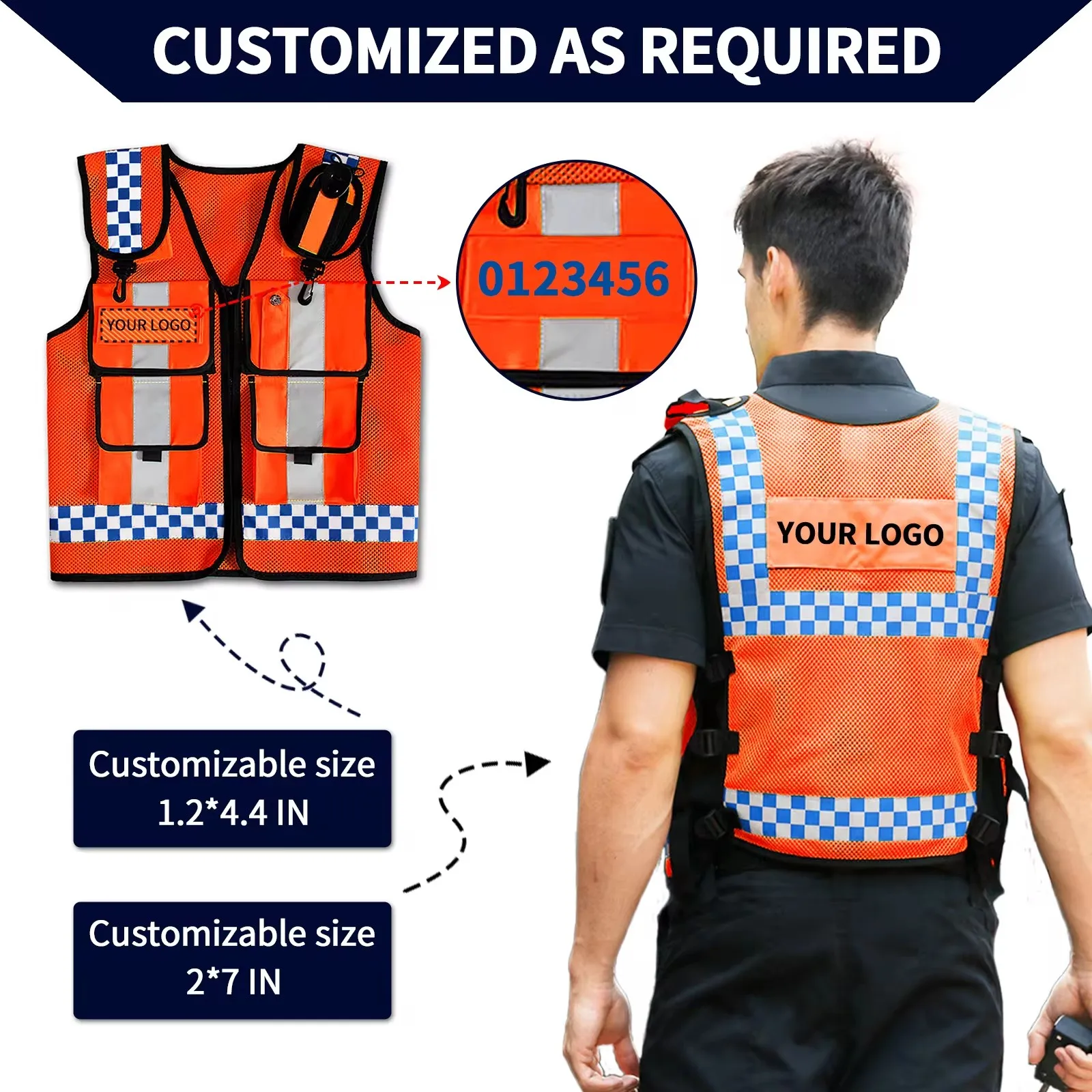 High-Quality Breathable Mesh Reflective Safety Vest Orange Color Hi Vis Vest Police Working Clothes Night Traffic Safety Work