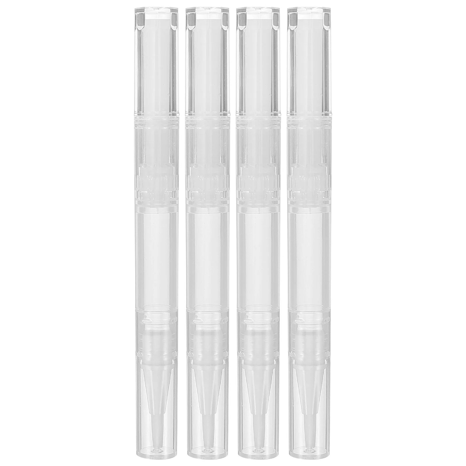 

4 Pcs Nail Nutrition Oil Pen ABS Plastic Empty Tube Reusable Cuticle Oil Supply White Color Long Lasting Durable Gloss Container