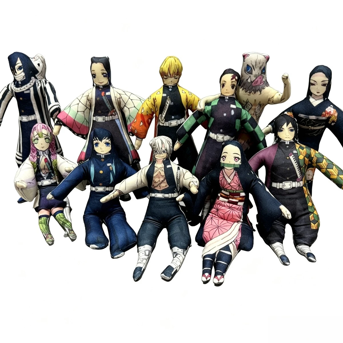 Demon Slayer Anime Plush Dolls: Muichiro, Nezuko, Tanjiro, Zenitsu, Bendable Design with Built-in Wire Skeleton