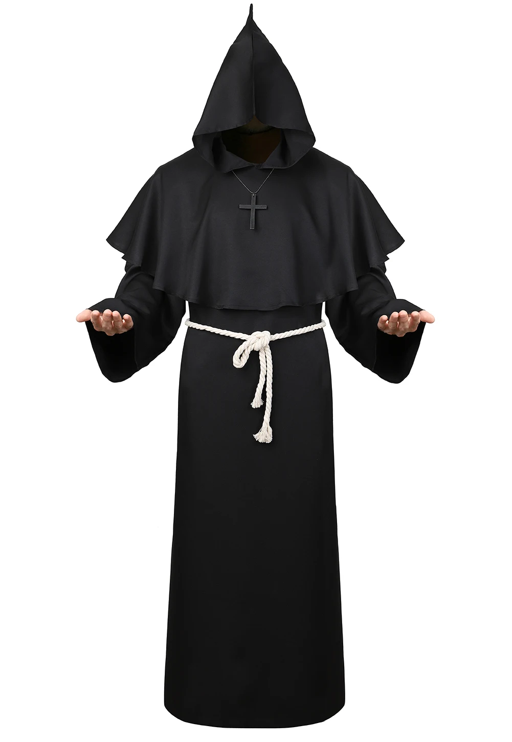 

Cosplay Wizard MedievalFriar Hooded Cap Cloak Renaissance Priest Robe Costumes Men Halloween Fancy Suit