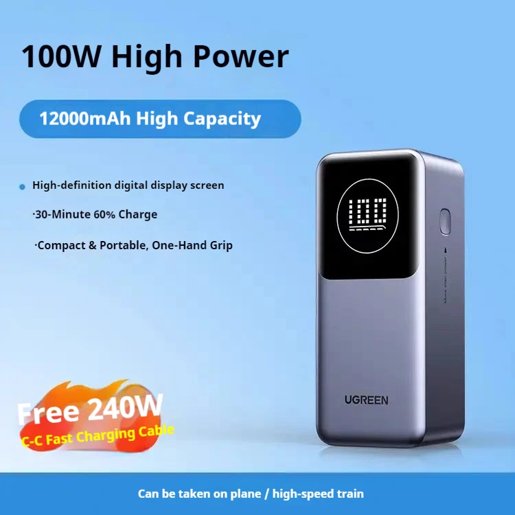 UGREEN 200W 20000mAh Power Bank Fast Charger With Built-in 65CM Cable Portable External Battery For IPhone17 Pro Laptop Notebook
