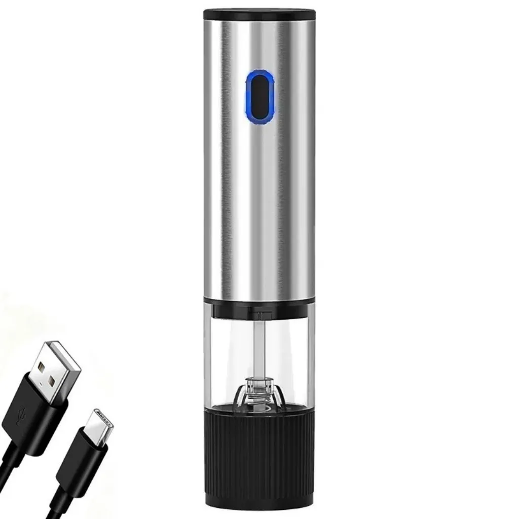 1pc/2pcs Electric Salt and Pepper Grinder Automatic Rechargeable Pepper Mill Shakers External Adjustable Coarseness Kitchen view 5