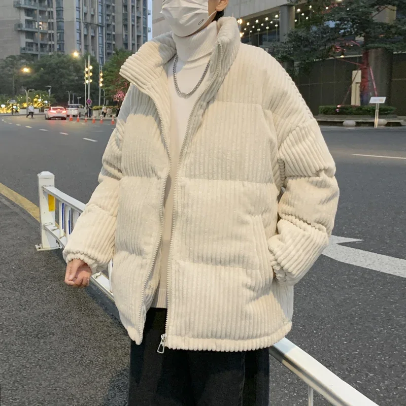 الرجال خمر سروال قصير سترات فضفاضة زوجين سستة معطف سميك الشتاء الوقوف طوق أبلى الصلبة موضة الخريف كل مباراة سترة الذكور