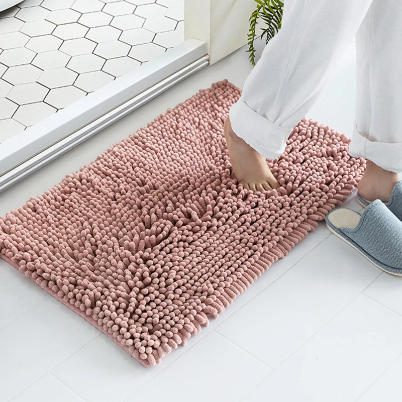 Solid Color Toilet Rug and Bathtub Washbasin Floor Mat  Non-slippery and Water Absorbent Bath Carpets