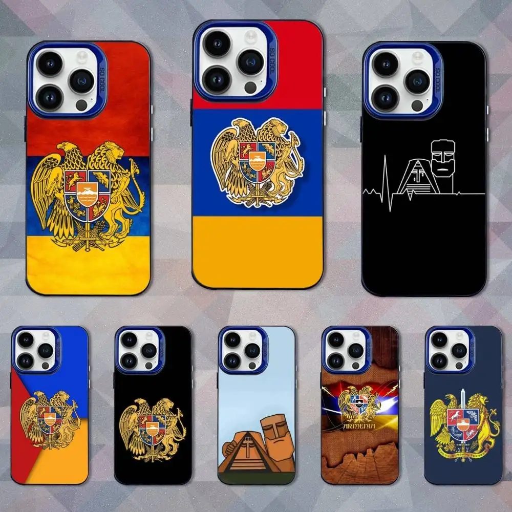 

Armenian Flag Art Passport Phone Case For iPhone 16,15,14,13,12,11,Mini,Pro,SE,XS,MAX Blue Matte Silicone Cover