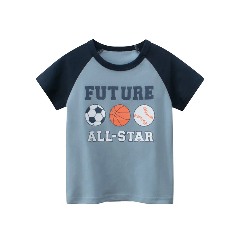 2022 Children Clothing T-Shirts for Boys 100% Cotton Short Sleeve Dinosaur Cartoon Football Star Kids Casual Sport Top Tees