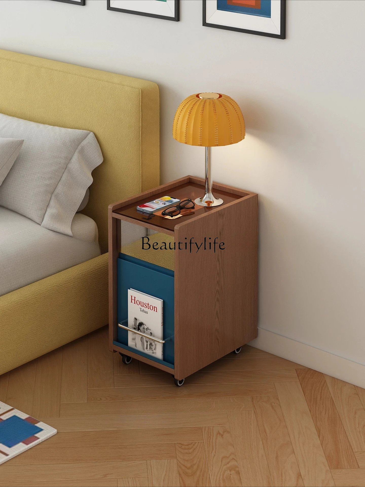 

Bedside Table Home Bedroom Light Luxury High-Grade Sense Solid Wood Customization L