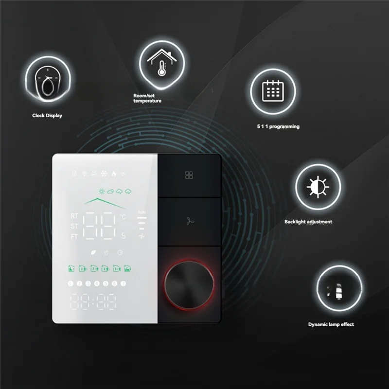 

Умные термостаты Tuya для кондиционера с пультом дистанционного управления Wi-Fi, термостат с умной ручкой, светодиодный переключатель контроля температуры C-AA26