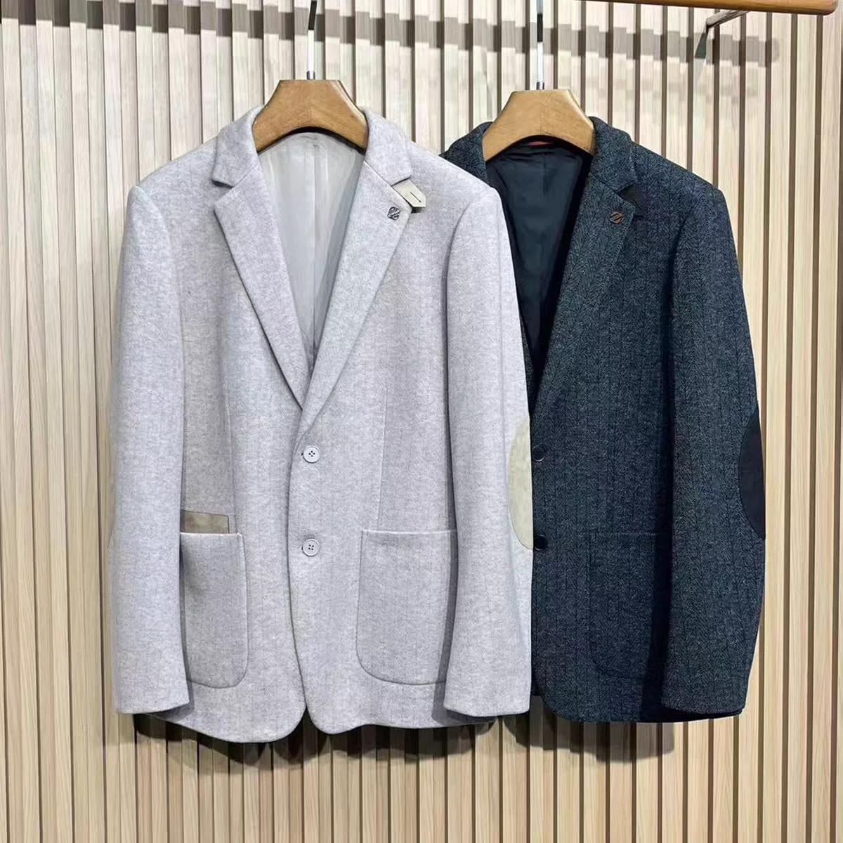 

Casual Men's Busin Jaet Autumn Winter New Sle Mixed Fabric Coat Youth Faion Ci Sle Long Sve Single Button Clo...