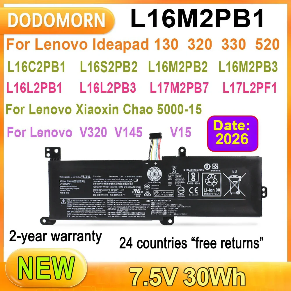 Batería de ordenador portátil de 4000mAh L16L2PB2 para Lenovo ideapad 320-14AST 320-14ABR para Lenovo Ideapad 130-14IKB 130-15IKB 330-14AST 520-15IK
