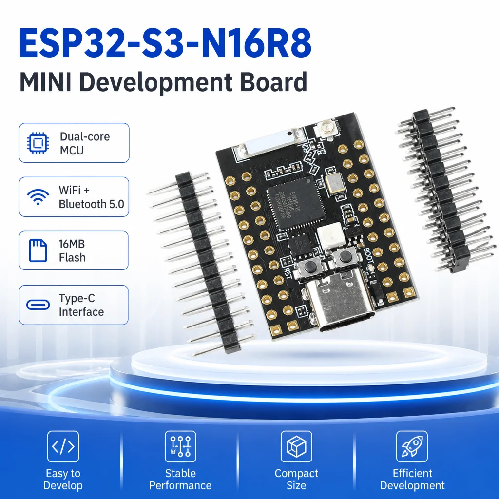 Module MCU ESP32 S3 N16R8 MINI, interface Type C, processeur double cœur haute vitesse 240 MHz, WiFi BLE 5.0 Mesh, carte de développement IoT