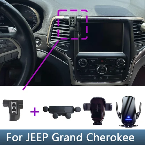 Para JEEP Grand Cherokee 2014 2015 2016 2017-2020 soporte de teléfono para coche Base de soporte fijo especial accesorios de carga inalámbrica