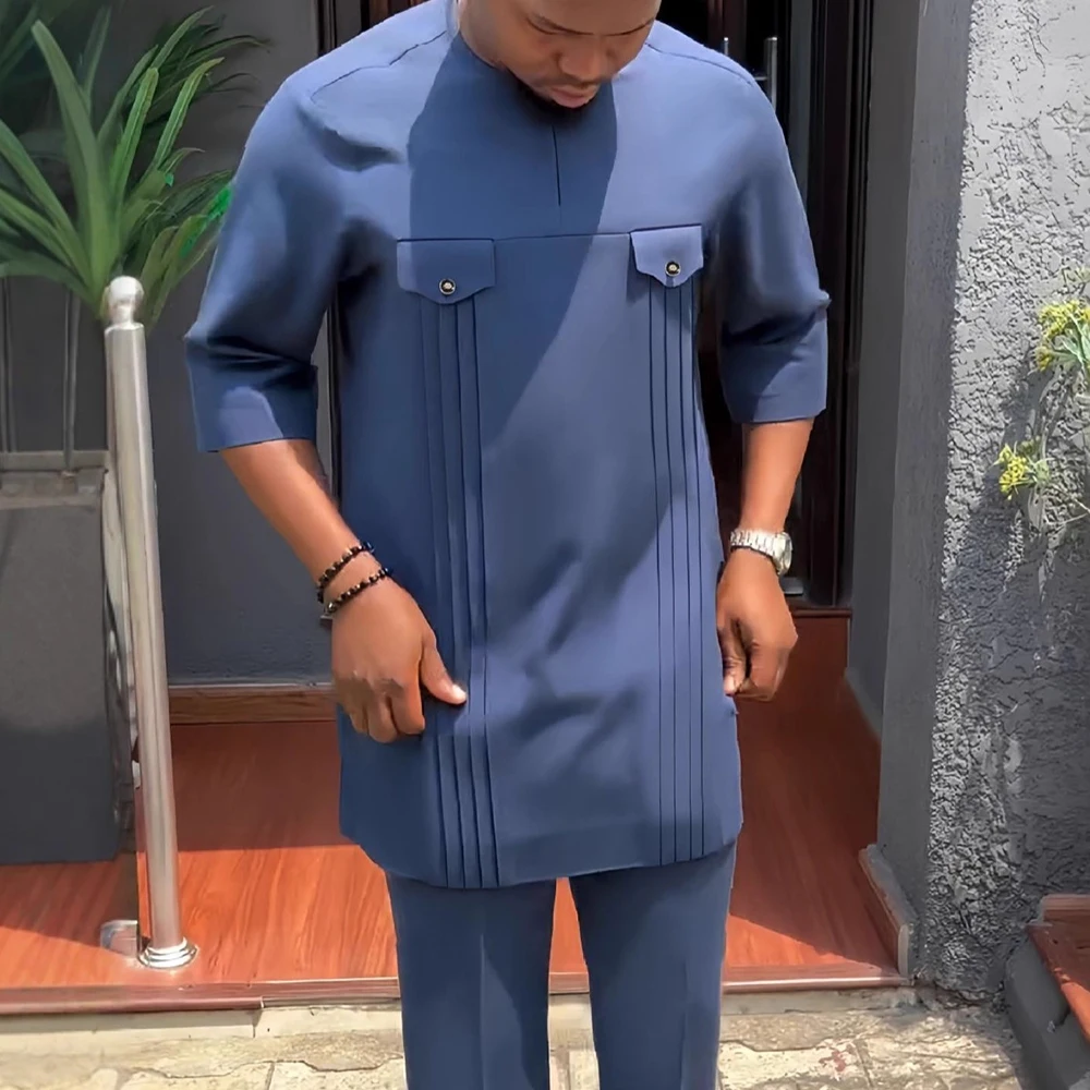 

2 pieces traditional african dresses for men set africa clothing fashion kaftan outfits dashiki tracksuit 2025