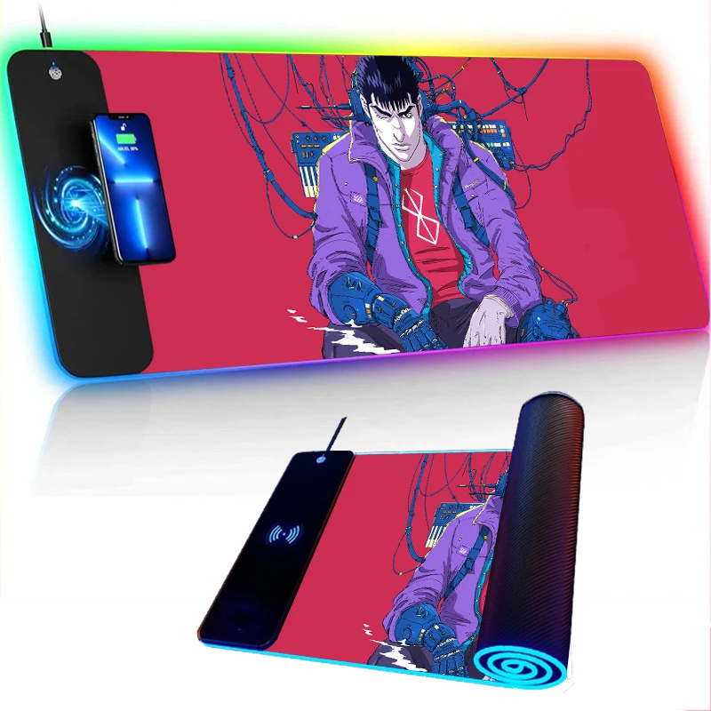 Wireless Charging Berserk RGB Mouse Pad Kawaii Long Mousepad Gamer Gaming Room Decoration 900x400 Computer Desk Accessories Mats