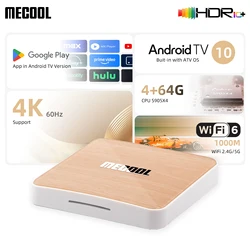MECOOL KM6 TV Box Media Player Wifi 6 Google Certified Android 10.0 4GB 64GB Amlogic S905X4 1000M LAN BT 5.0 Smart Set Top Box