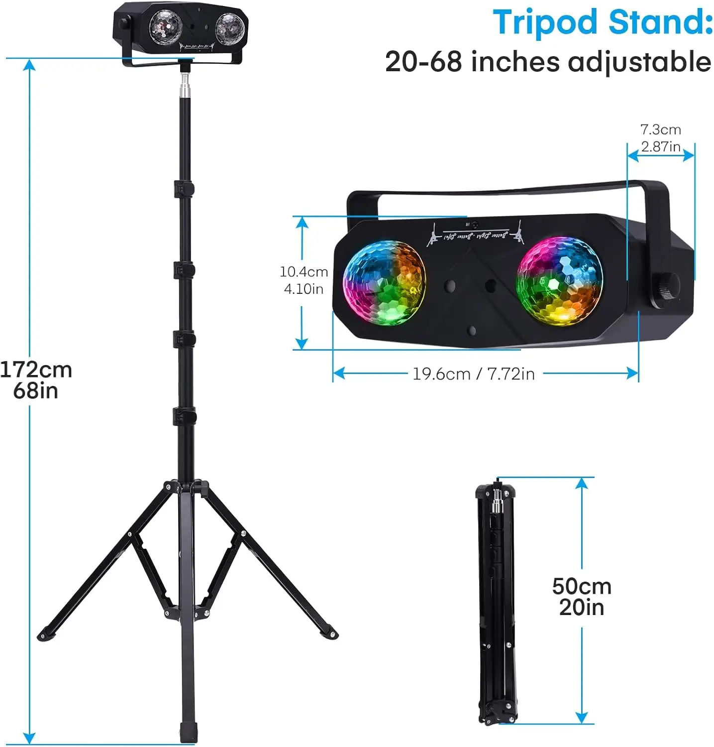5-in-1 Disco Lights Led DJ Light with Tripod Stand, Kaleidoscope Ball/Red Green Pattern/Sound Activated/Star Light/Strobe Effect image 5