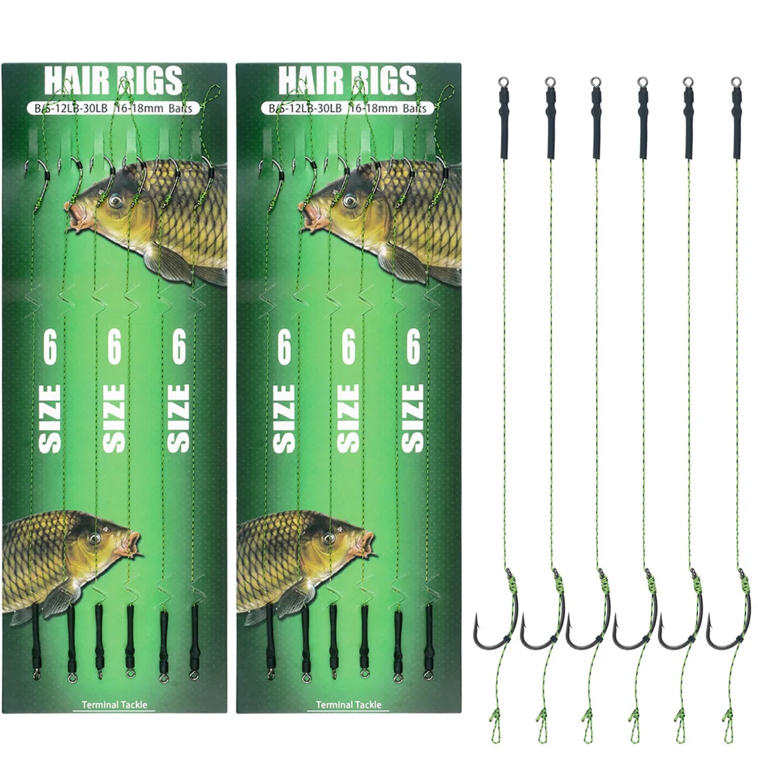 

12Pcs Carp Fishing Hooks Pre tied carp hook hair rig for carp With line Ready Made Boilies Bait hair rigs Carp fishing tackle