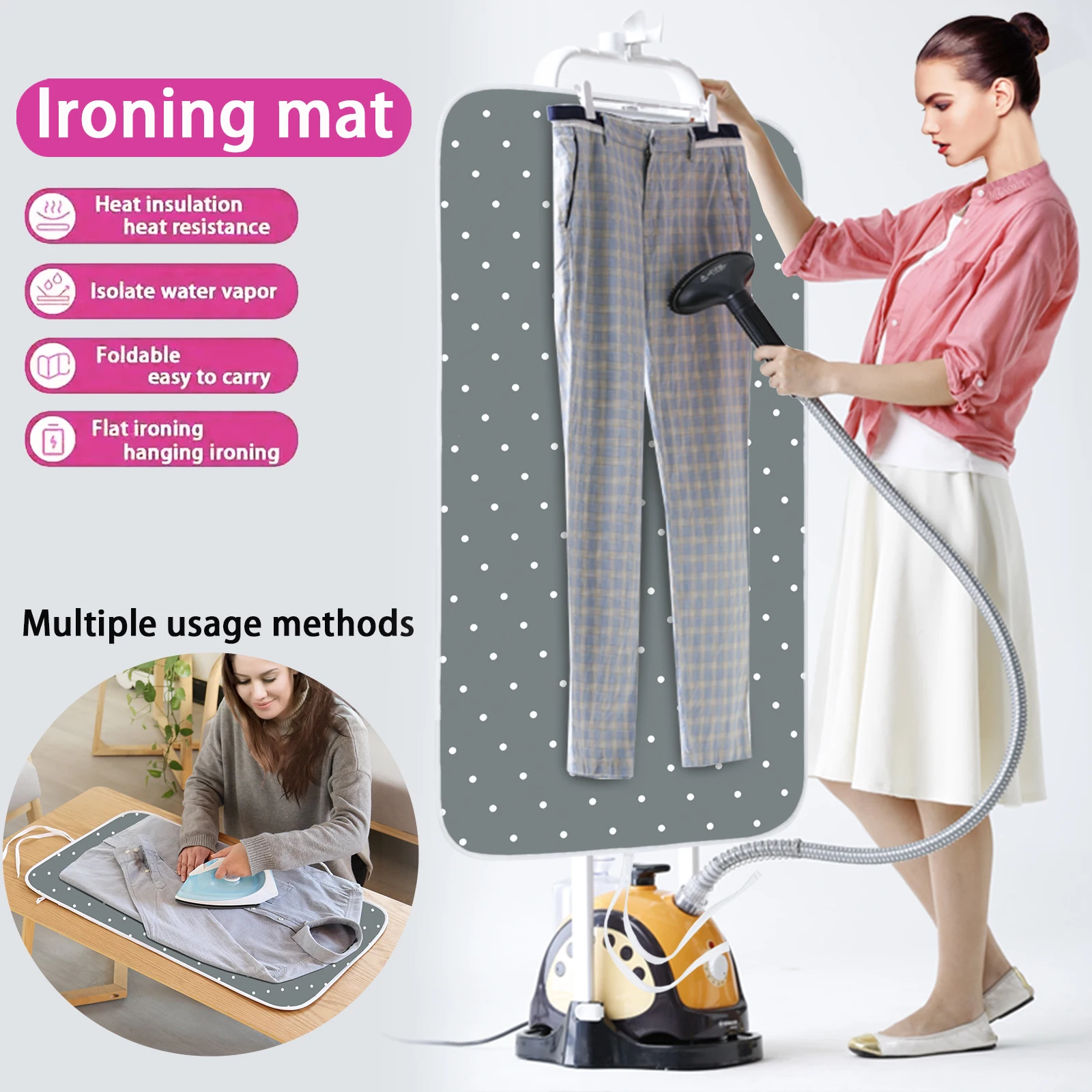 Portable Heat-Resistant Ironing Mat, Foldable Ironing Pad ,Travel Ironing Blanket,Space-Saving Design for Travel/Home Use, Fits