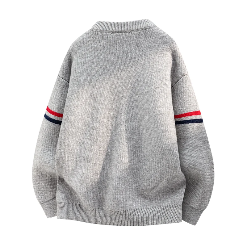 Herren Langarm-Strickjacke für Herbst und Winter Rundhals Einreihig Klassisch Gestreift Warm Modisch Vielseitig Herren-Oberteil – Detail 5