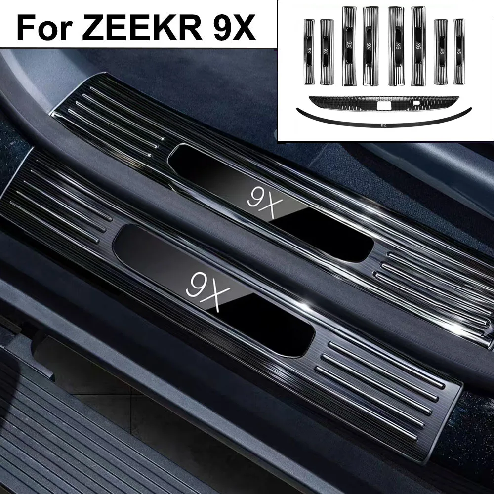 For ZEEKR 9X 2025 2026  Door Sill Strip Stainless Steel Welcome Pedal Trunk Guard Interior Modification Accessories