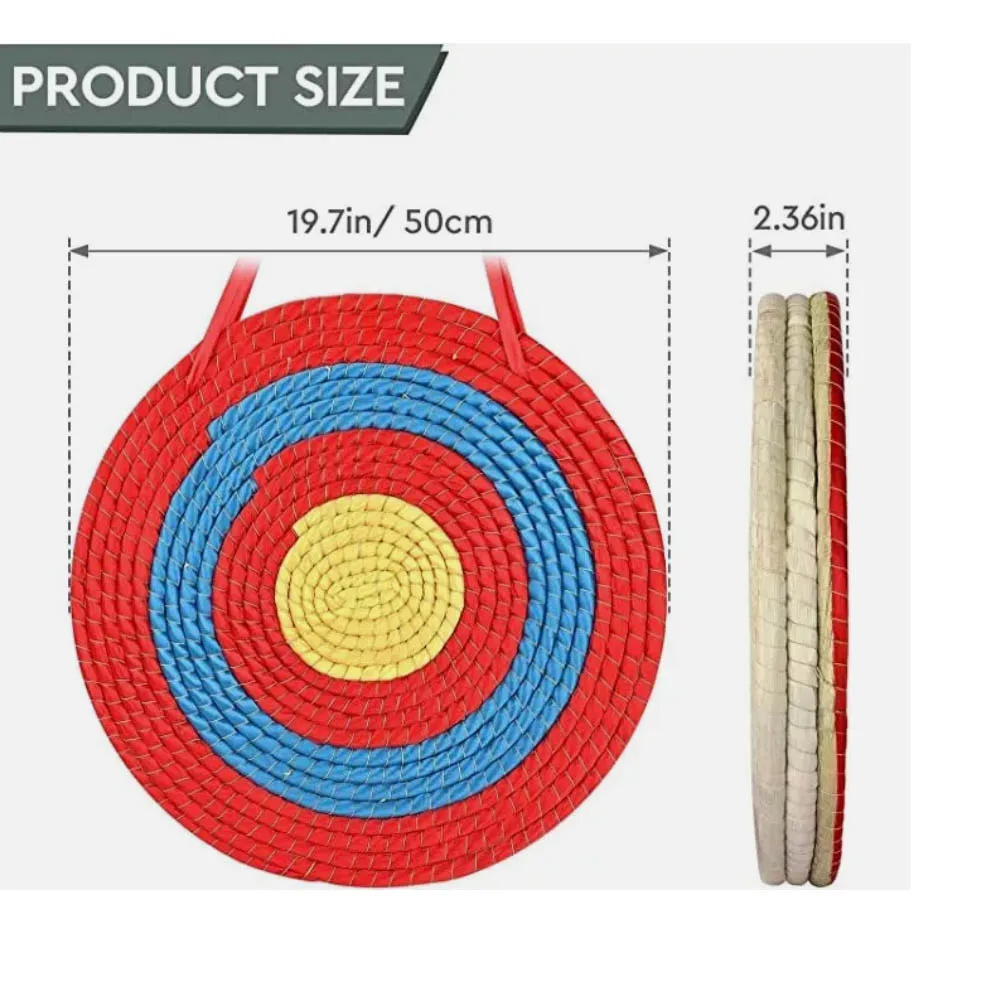 20\'\' Straw Archery Grass Target 3 Layer 6cm Thick Compound Recurve Bow Shooting Round StrawTarget for Outdoor Shooting Practice