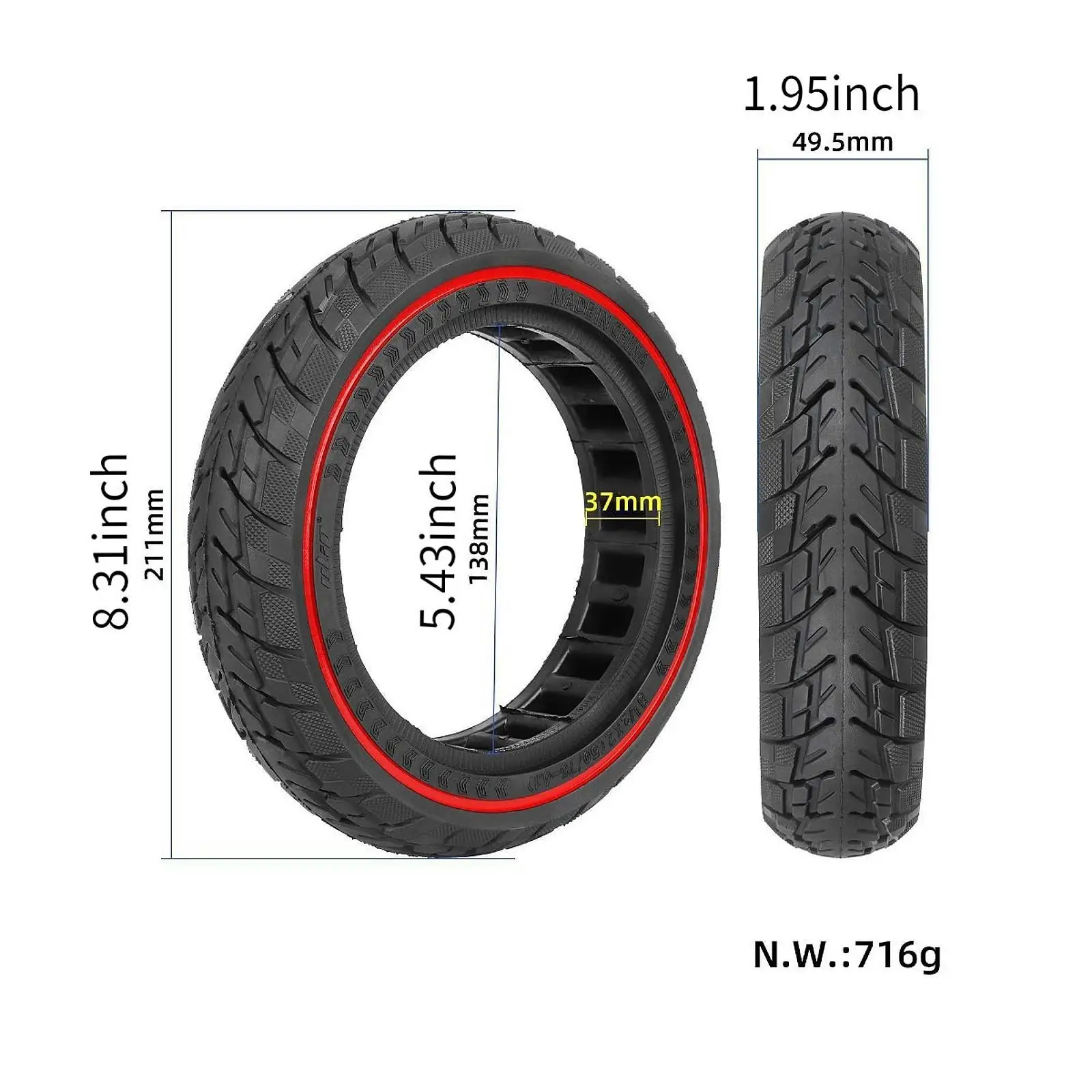 Electric Scooter Outer Tire Scooter Accessories Non Slip Parts Replacement image 6