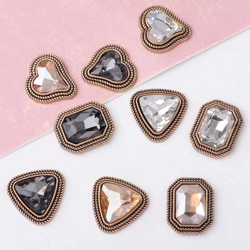 

100Pcs set DIY handmade shoes and clothing backpack material multi-color peach heart oval flower plate alloy jewelry