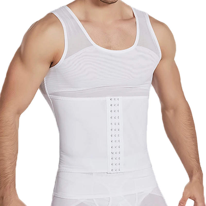 Pop Waist Trainer Muscle Girdle Shirt Men Slimming Body Shaper Tummy Vest Mesh Chain Corset Correction Abdomen Tank Top