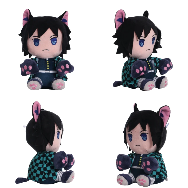 20cm Demon Slayer Cartoon Anime Plush Toy Doll Cute Cat Ears Manga Character Kamado Tanjirou Nezuko Doll Children Kids XMAS Gift