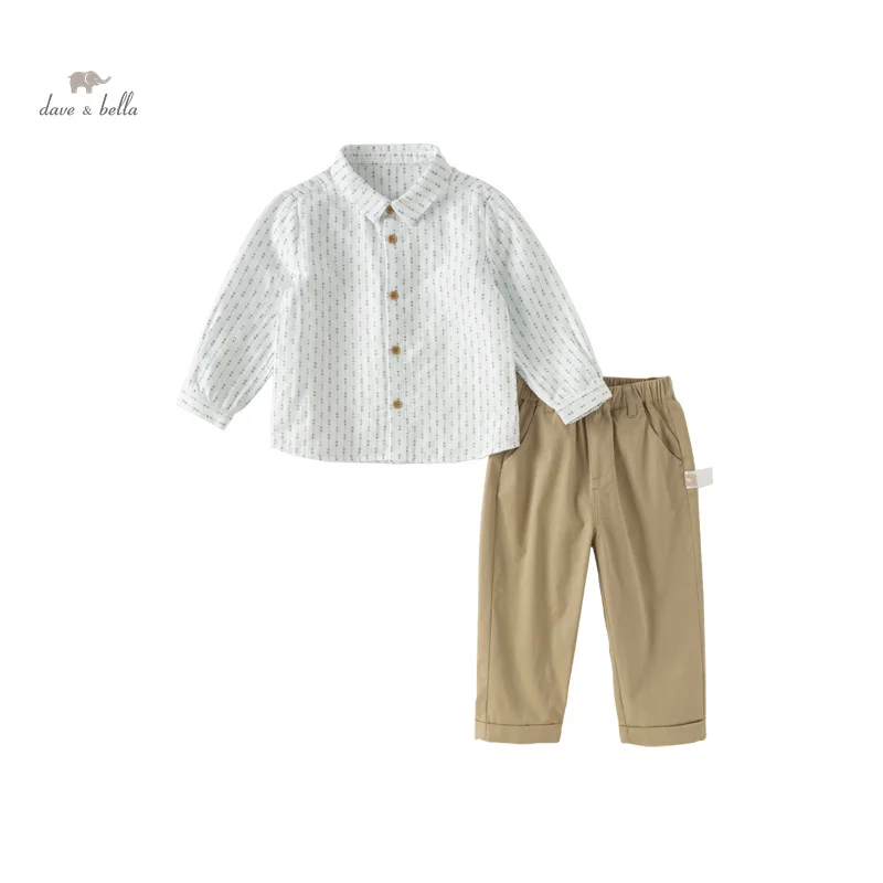 Dave Bella Children Suit 2024 New Spring Boy’s Baby Two-Piece Set Shirt Pants Comfortable Casual Fashion Outdoor Party DB1240404