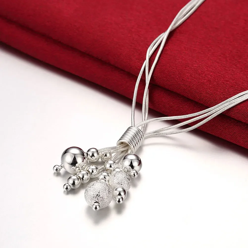 Women's 925 Sterling Silver Snake Chain Tassel Beads Set