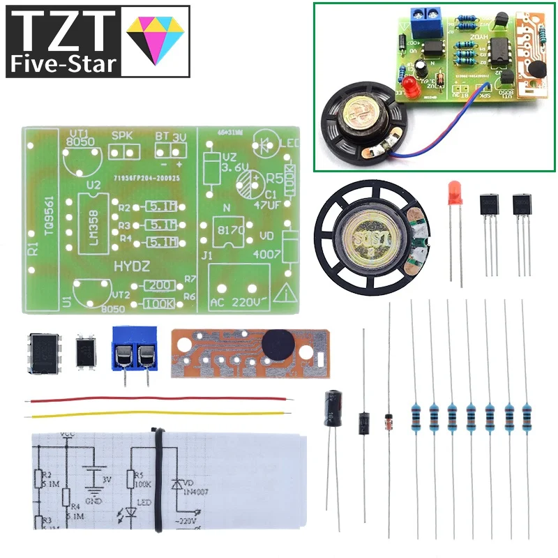 Power Failure Sound And Light Alarm Kit DIY Electronic Production Parts PCB Board Circuit Board Sound Alarm For Arduino