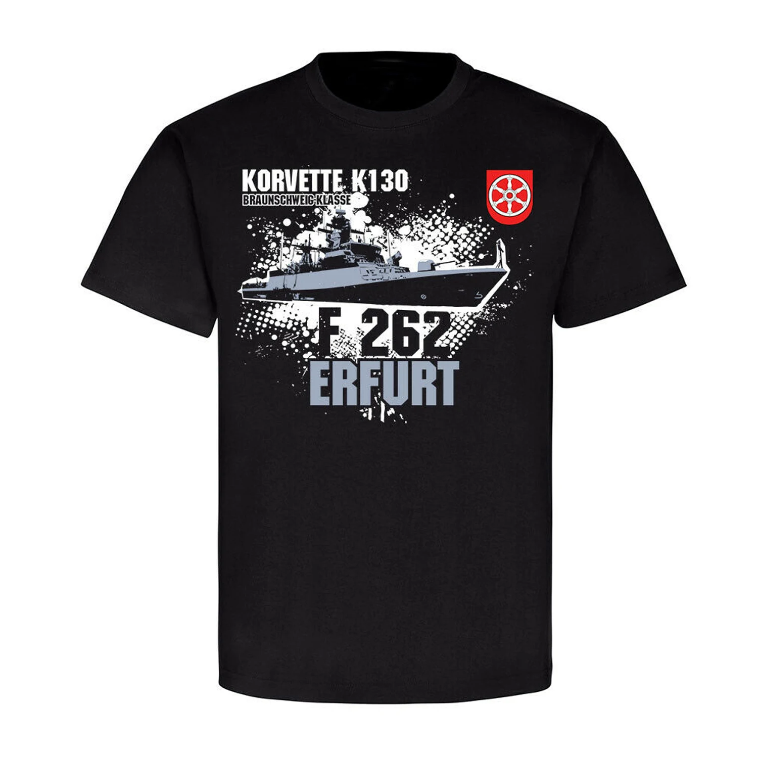 F262 Erfurt Schiff Korvette K130 Braunschweig Marine Bundeswehr T Shirt. Lässige T-Shirts aus 100 % Baumwolle, lockeres Oberteil, Größe S-3XL