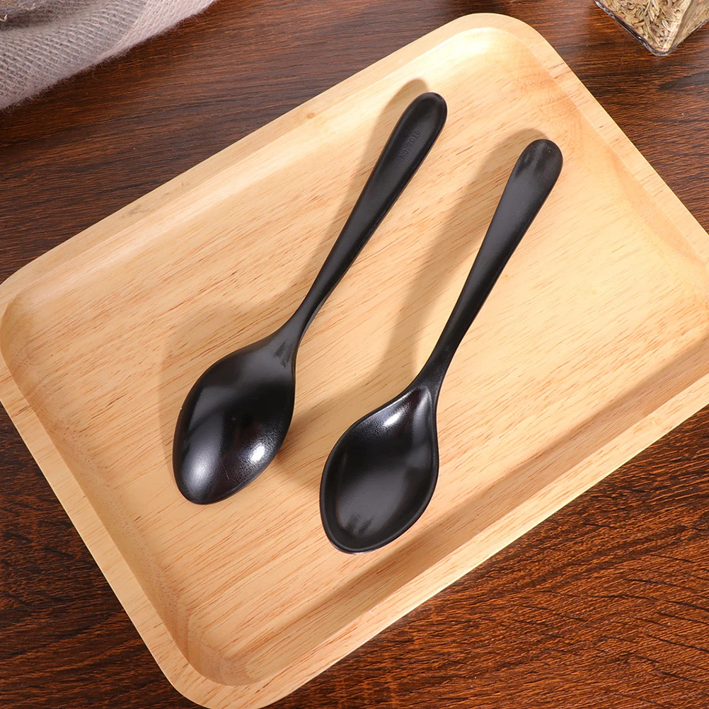 

8 Pcs Black Matte Soup Spoon Melamine Kitchen Serving Spoons Smooth Surface Non Deform Rice Ladle Tableware