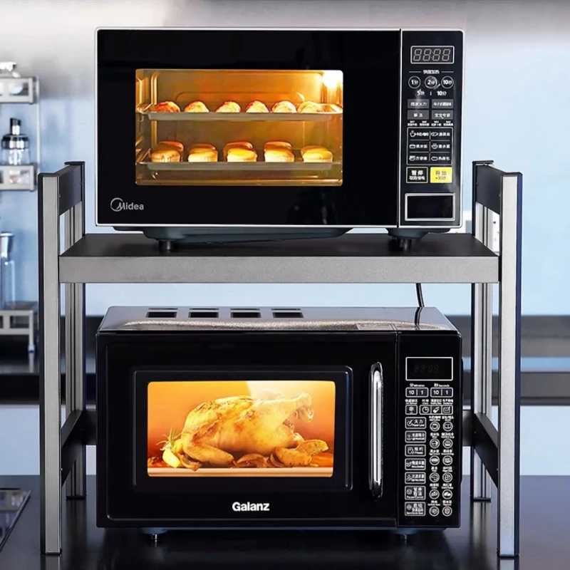 

Heavy Duty Microwave Stand Organizer - 2-Tier Aerospace Aluminum Shelf for Rice Cooker Oven Kitchen Countertop Space Saving