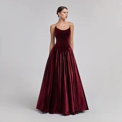 Thinyfull 2025 A-Line Prom Evening Dresses Burgundy Strapless Velvet Night Party Dress Formal Cocktail Prom Gowns Customized