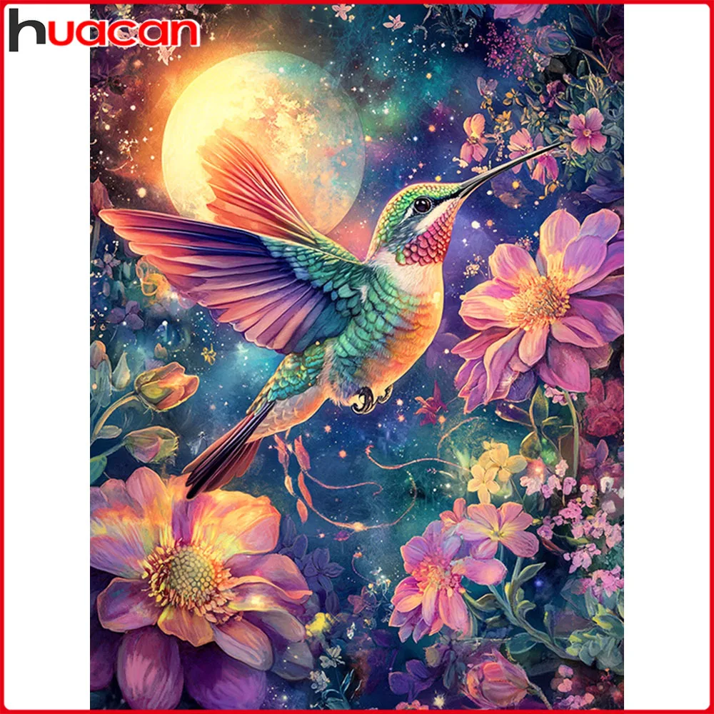 Huacan 5D DIY Diamantmalerei Vogel Blume Mond Diamantstickerei Tier Neu 2026 Wanddekoration