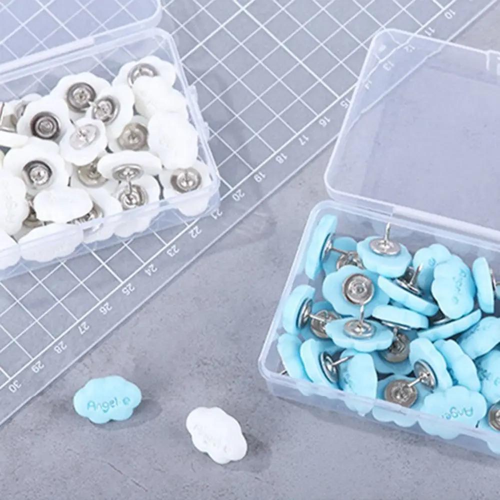 30Pcs Easy Install Creative Cloud Shape Push Pins DIY Reusable Thumb Tacks 3D with Box Decorative Studs Photo Wall Decor