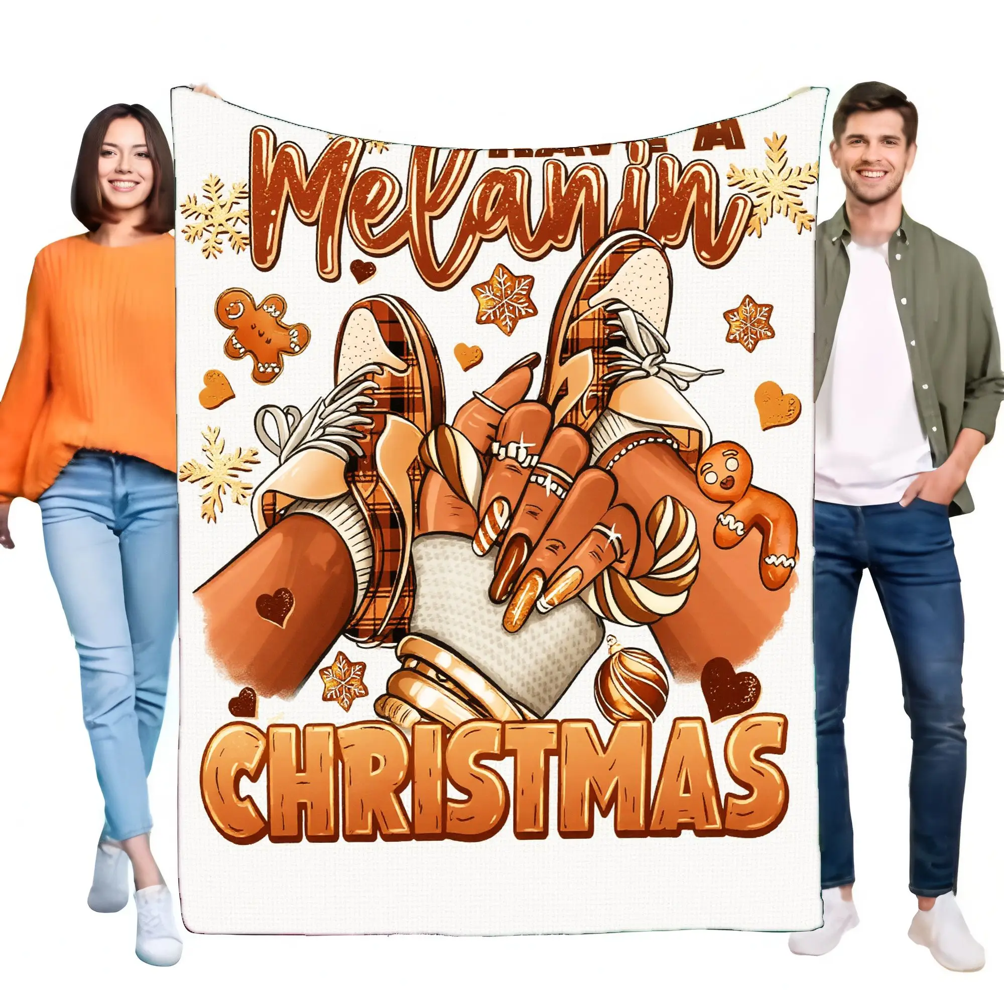 Melanin Christmas Blanket Cozy Throw for Home Decor Lightweight Gift Soft & Warm for Holidays Perfect for Couch Sofa and Bed Lov