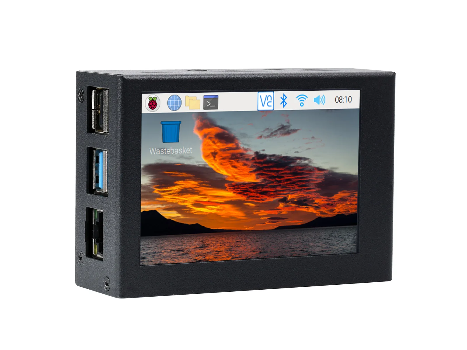 Carcasa de aleación de aluminio con pantalla de 3,5 pulgadas para Raspberry Pi 4, diseñada para Raspberry Pi 4B, Compatible con Waveshare RPI LCD de 3,5 pulgadas