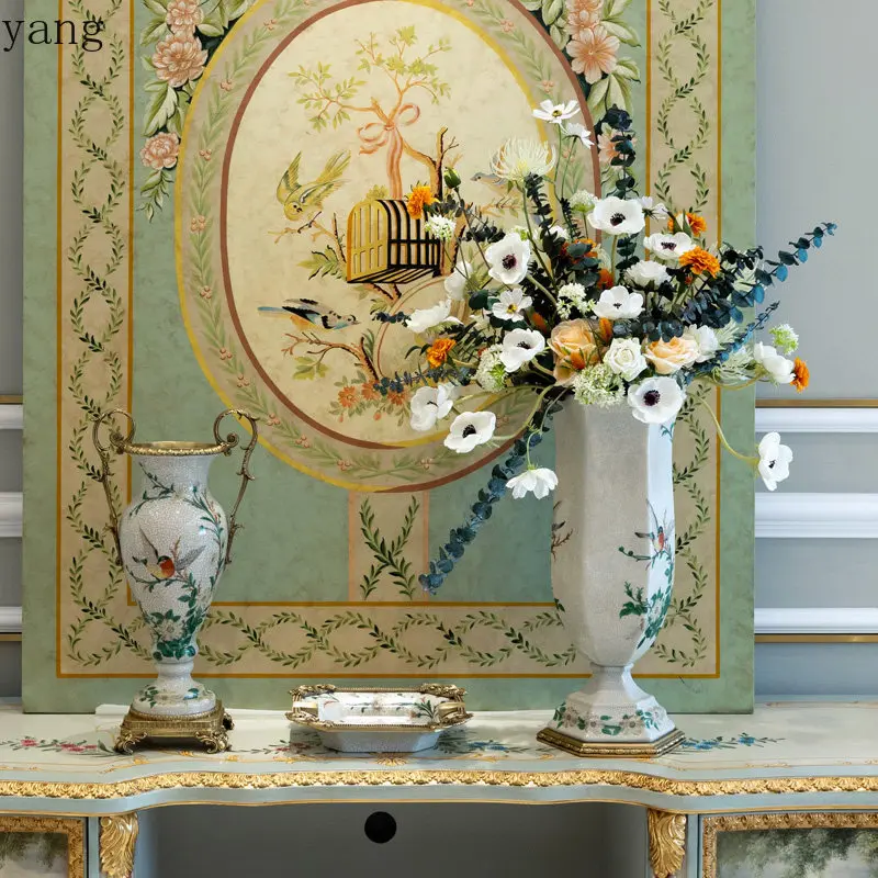 CX ceramic inlaid copper painted gold painted bedroom living room table top vase fruit plate decorative ornament