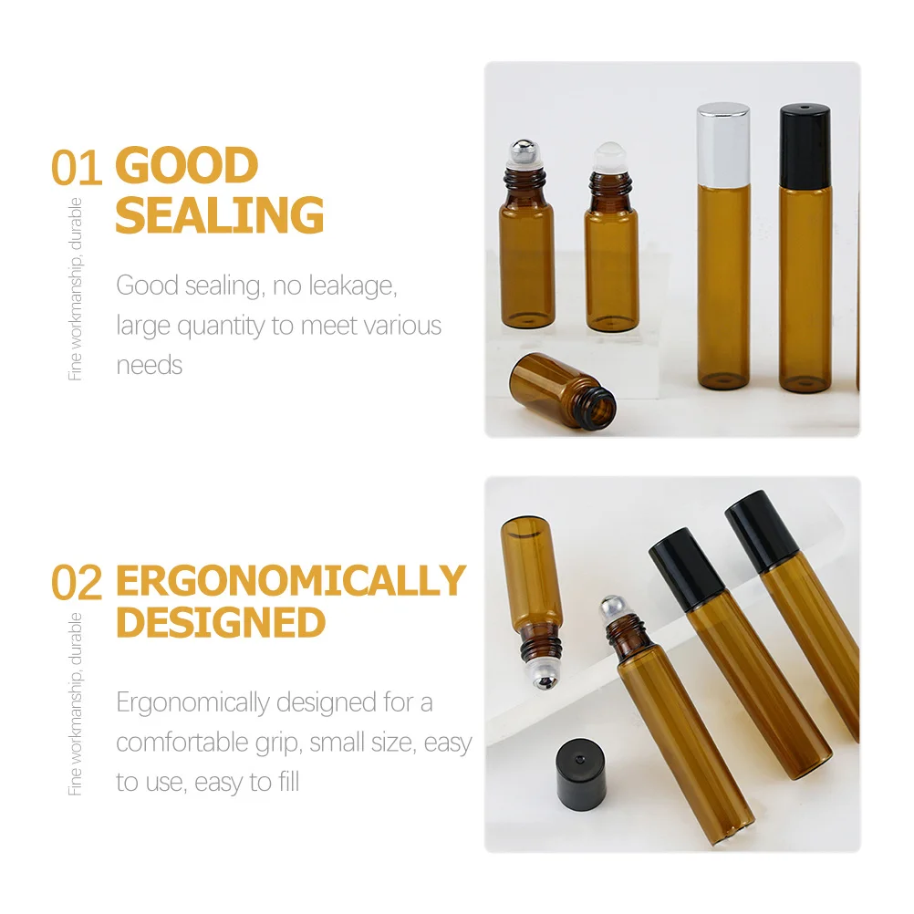 

20Pcs Roll on Bottles 3Ml Glass Essential Oil Roller Bottles Refillable Compact for Travel Skincare Fragrance Oil Storage