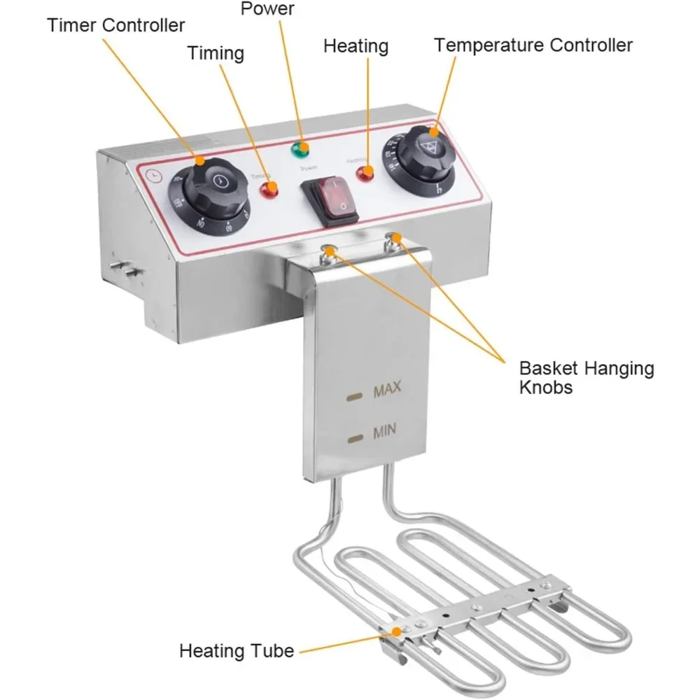 Commercial Deep Fryer with Time Control & Oil Filtration, Drain & Temperature Control &Baskets & Lids, Electric Deep Fryer