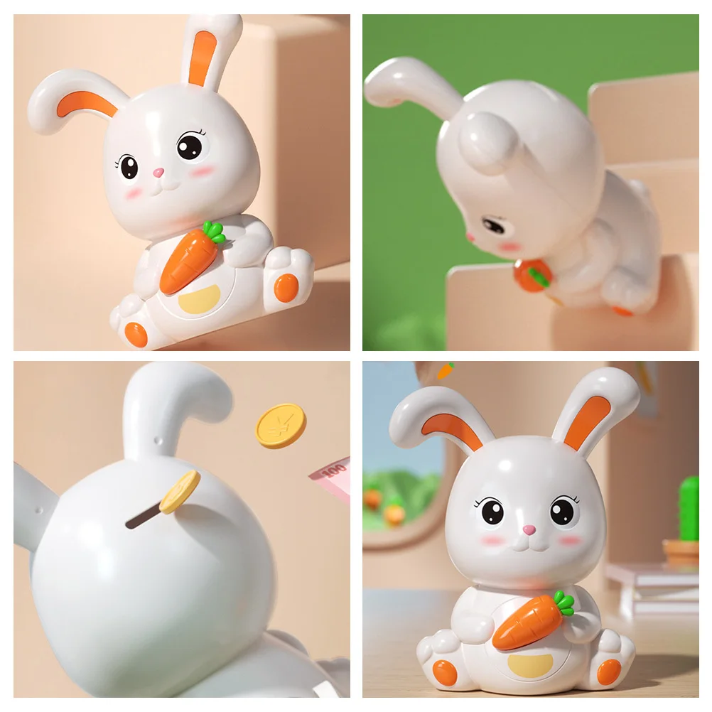Niezgniecalna skarbonka królik, plastikowa skarbonka w kształcie królika, prezent dla dzieci, urodziny, Boże Narodzenie, urocza skarbonka króliczek.