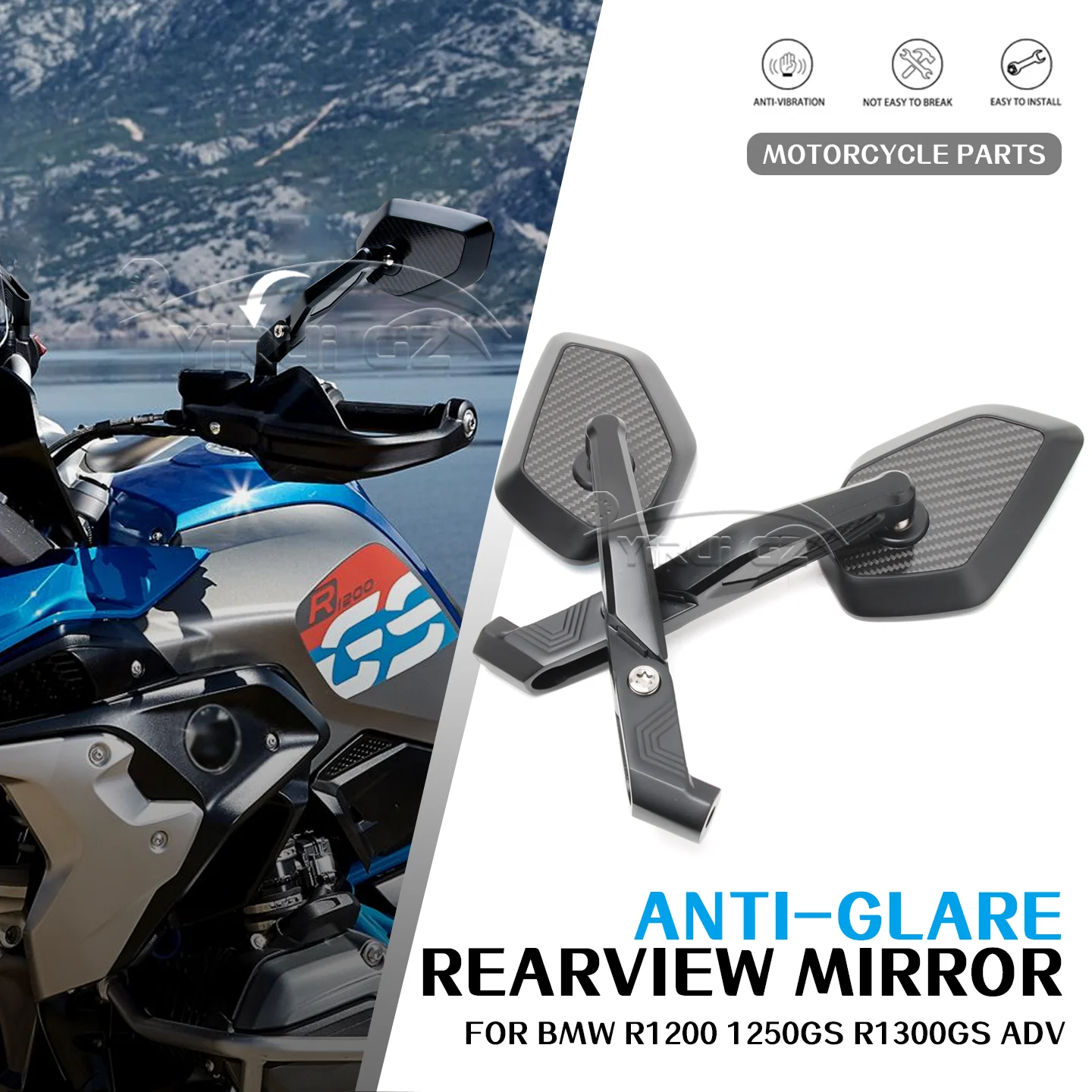 

Motorcycle rearview mirror FOR BMW R1200GS R1250GS R1300GS R 1200GS ADV R1250 1300GS ADV Rearview Side Mirror anti-glare mirror