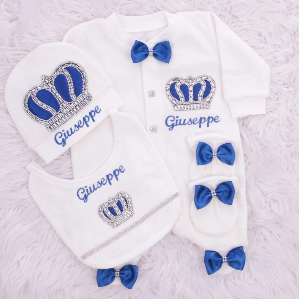 Custom Name Turkey Rompers Clothes Babies Wholesale Newborn Crown Jewelry Luxury 4 Pieces Baby Romper Set With Shoes 0-12 Months